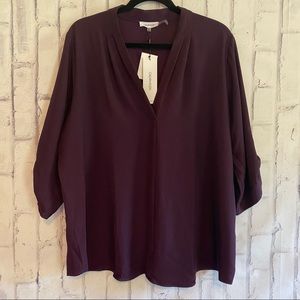 NWT Calvin Klein Purple 3/4 Sleeve Blouse